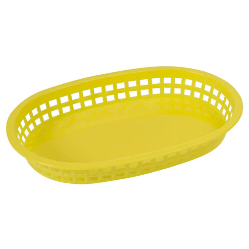 Winco PLB-Y
 10"
 Plastic
 Yellow
 Oval
 Platter Basket
 3 Dozen (Contains 1 Dozen)