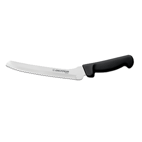 Dexter P94807B 8" Black Scalloped Edge Basics Sandwich Knife with Polypropylene Handle