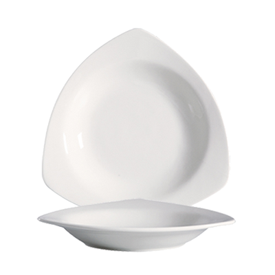 CAC China RCN-77 22 Oz. Super White Porcelain Triangular RCN Specialty Pasta Bowl (1 Dozen)