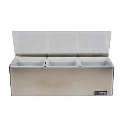 San Jamar B6183L 18"W x 5 3/8"D x 5 7/8"H Hinged Transparent Lid EZ-Chill Garnish Center