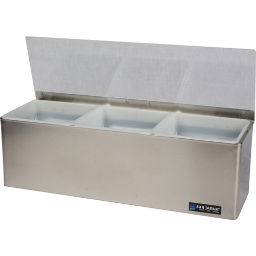 San Jamar B6183L 18"W x 5 3/8"D x 5 7/8"H Hinged Transparent Lid EZ-Chill Garnish Center