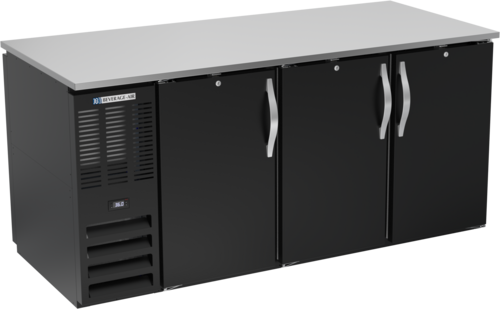 Beverage Air BB72HC-PT-B 72" W Three-Section Solid Door Refrigerated Back Bar Pass-Thru Storage Cabinet - 115 Volts