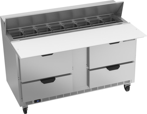 Beverage Air SPED60HC-16C-4 60" W Two-Section Four Drawer Sandwich Top Refrigerated Counter