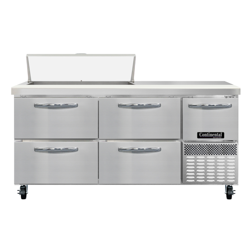 Continental Refrigerator RA68N10-D 68" W Three-Section One Door Refrigerated Base Sandwich Unit