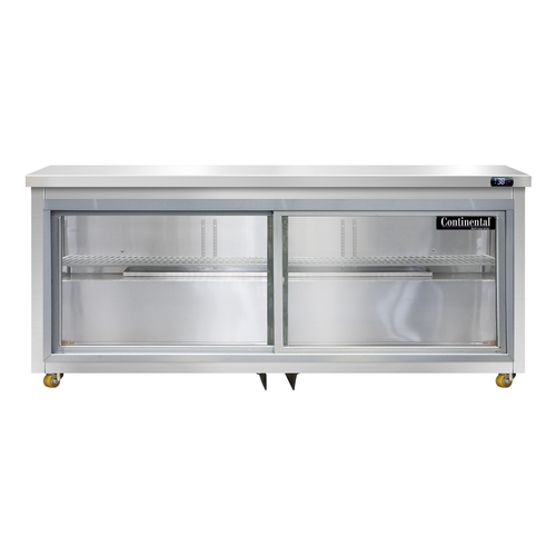 Continental Refrigerator SW72NSGD-U 72"W Three-Section Glass Door Undercounter Display Refrigerator