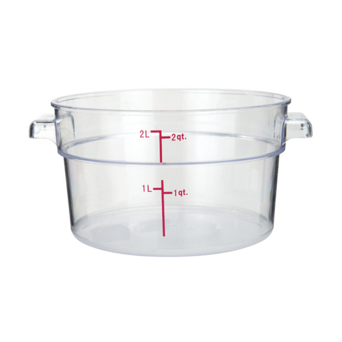 Winco PCRC-2 2 Qt. Clear Round Polycarbonate Food Storage Container