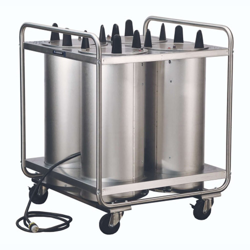 Lakeside 8408 Easy-Glide 8.13" Dia. Round Stainless Steel 4-Tube Open Heated Mobile Dish Dispenser