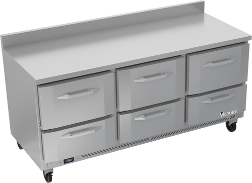 Victory VWRD72HC-6 72"W Six Drawer Stainless Steel Worktop Refrigerated Counter