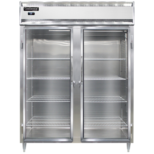 Continental Refrigerator D2RENSSGD 57" W Two-Section Glass Door Reach-In Designer Line Wide Refrigerator