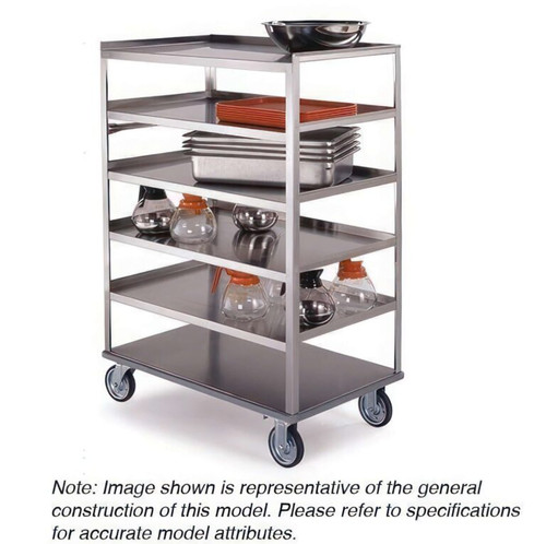 Lakeside 451 36.38" W Stainless Steel 8-Shelf 1 Edge Down Open Tray Truck with Push Handle