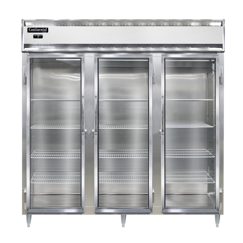 Continental Refrigerator DL3F-GD 78" W Three-Section Glass Door Reach-In Designer Line Freezer - 115 Volts