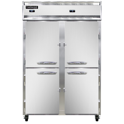 Continental Refrigerator 2RF-SS-HD 52" W Two-Section Solid Door Reach-In Refrigerator/Freezer