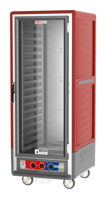 Metro C539-MFC-L C5 3 Series Red Full-Size Insulated Moisture Heated Holding & Proofing Cabinet with Clear Door and Lip Load Slides - 120V