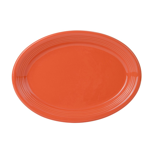 Tuxton CPH-1352 Ceramic Papaya Oval / Oblong Platter (6 Each Per Case)