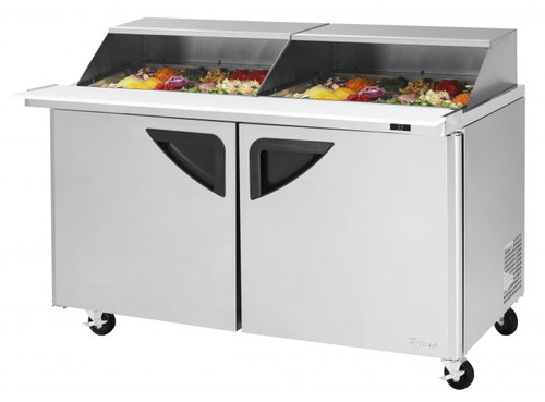 Turbo Air TST-60SD-24-N-SL 60.25" W Two-Section Two Door Super Deluxe Sandwich/Salad Mega Top Unit with Slide-Back Lid