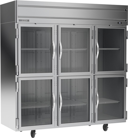 Beverage Air HRP3HC-1HG 78" W Three-Section Glass Door Reach-In Horizon Series Refrigerator