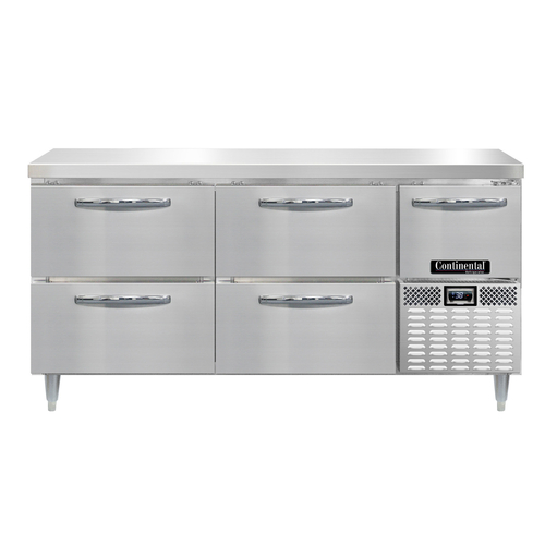 Continental Refrigerator DRA68NSS-F 68" W Three Section Designer Line Work Top Fish File