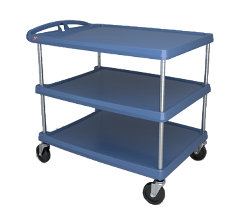 Metro MY2636-35BU 27.69" W x 40.25" D x 36.88" H Blue Plastic Shelf myCart Series Utility Cart