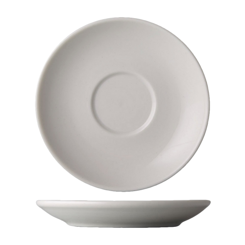 CAC China GW-36 4.5" Dia. Bone White Porcelain Round Great Wall Saucer (3 Dozen Per Case)