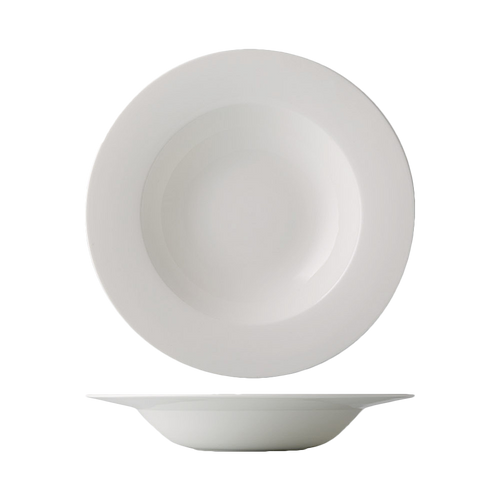 CAC China GW-105 16 Oz. Bone White Porcelain Round Great Wall Pasta Bowl (1 Dozen)