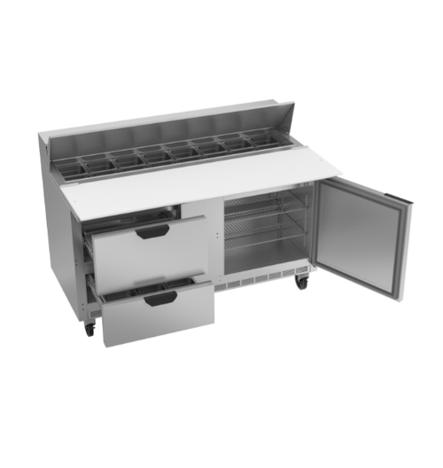 Beverage Air SPED60HC-16C-2 60" W Two-Section One Door Sandwich Top Refrigerated Counter