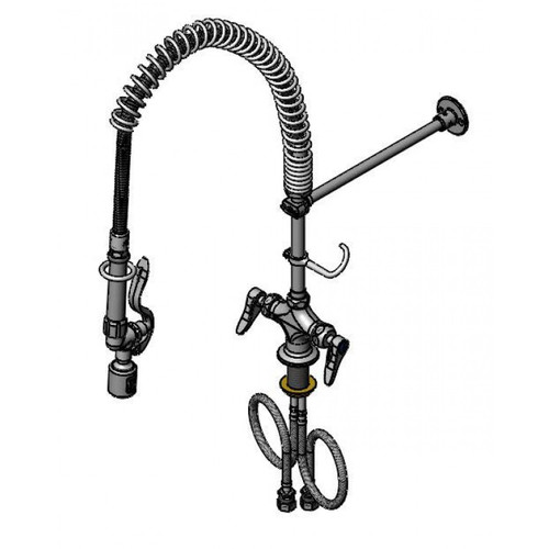 T&S Brass B-0113-Crbjx36H Easyinstall Pre-Rinse Unit Deck Mount Lever Handles With Color Coded Indexes 8"
