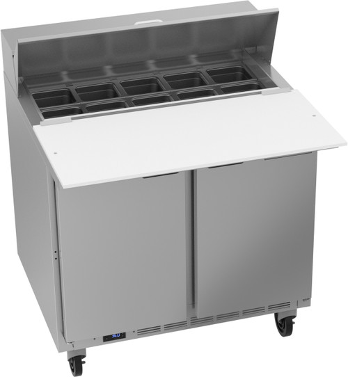 Beverage Air SPE36HC-10C 36" W Two-Section Two Door Sandwich Top Refrigerated Counter