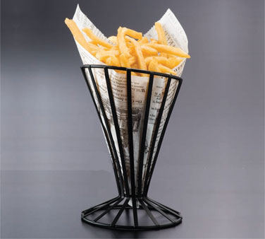 American Metalcraft FWB4 4.5 Iron Black Cone French Fry Basket