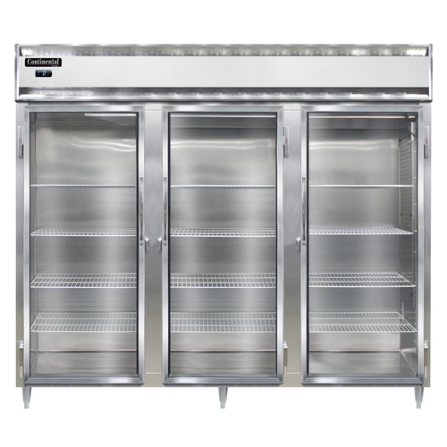 Continental Refrigerator DL3FE-GD 85.5" W Three-Section Glass Door Reach-In Designer Line Wide Freezer - 115 Volts