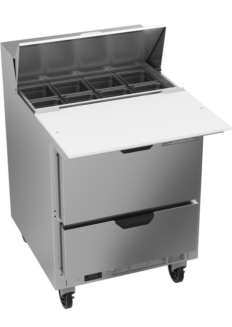 Beverage Air SPED27HC-C-B 27" W One-Section Two Drawer Sandwich Top Refrigerated Counter