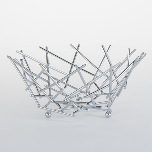 American Metalcraft FRUC10 8" Chrome Plated Round Thatch Basket