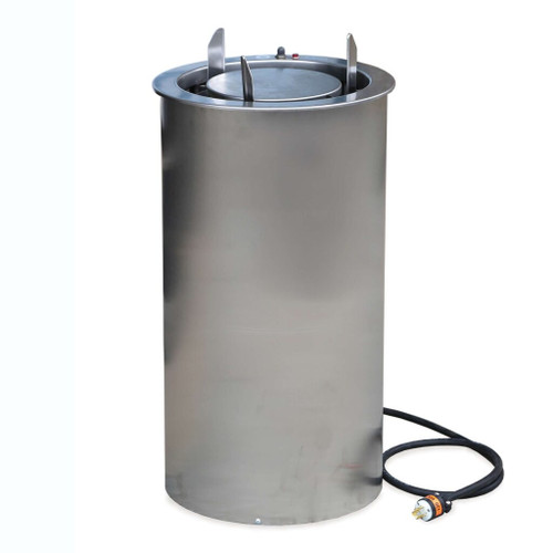 Lakeside 194425 Adjust-a-Fit 13.25" Dia. Round Stainless Steel 1-Tube Heated Shielded Dish Dispenser - ADA Height
