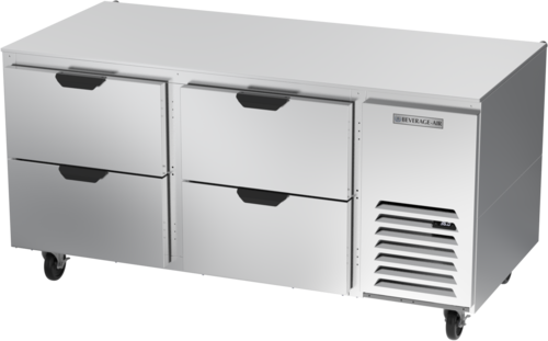 Beverage Air UCRD67AHC-4 67"W Two-Section Reach-In Undercounter Refrigerator