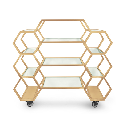 Eastern Tabletop ST1730RZ 63"W x 17-3/4"D x 60"H Bronze Stainless Steel Honeycomb Mobile Buffet