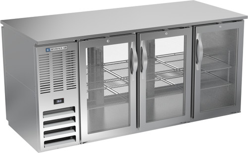 Beverage Air BB72HC-G-PT-S 72" W Stainless Steel 6 Glass Doors Refrigerated Back Bar Pass-Thru Storage Cabinet - 115 Volts