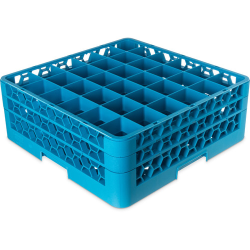 Carlisle RG36-214 36 Compartments Full Size Blue OptiClean Dishwasher Glass Rack