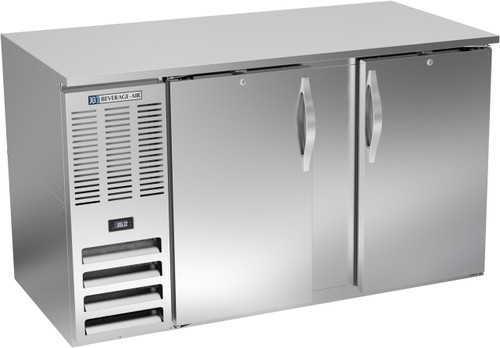 Beverage Air BB58HC-F-S 58" W Two-Section Solid Door Refrigerated Food Rated Back Bar Storage Cabinet - 115 Volts