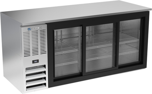Beverage Air BB72HC-GS-S 72" W Three-Section Glass Door Refrigerated Back Bar Storage Cabinet - 115 Volts