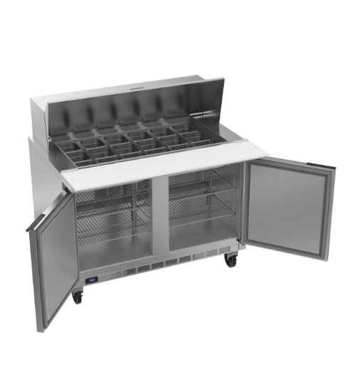 Beverage Air SPE48HC-18M 48" W Two-Section Two Door Mega Top Refrigerated Counter