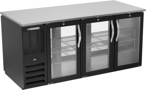 Beverage Air BB72HC-G-PT-B 72" W Black Galvanized 6 Glass Doors Refrigerated Back Bar Pass-Thru Storage Cabinet - 115 Volts