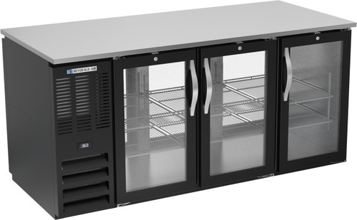 Beverage Air BB72HC-G-PT-B 72" W Black Galvanized 6 Glass Doors Refrigerated Back Bar Pass-Thru Storage Cabinet - 115 Volts