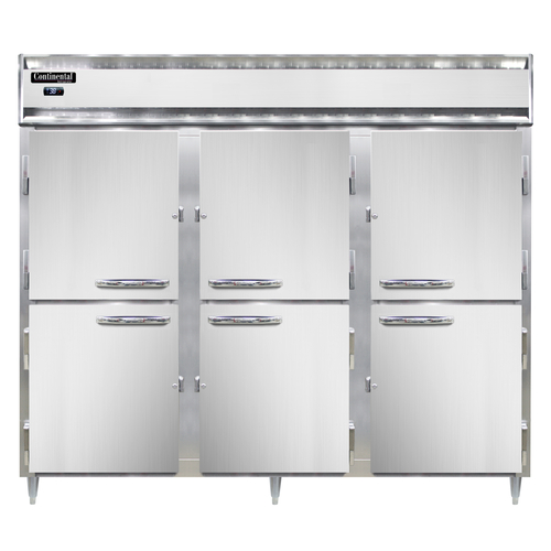 Continental Refrigerator D3RENHD 85.5" W Three-Section Stainless Steel Door Reach-In Designer Line Wide Refrigerator