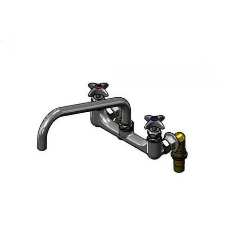 T&S Brass B-0290-0427 Kettle & Pot Sink Mixing Faucet wall mount 8" adjustable centers 12" Big-Flo swing nozzle with plain end outlet
