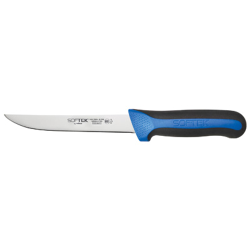 Winco KSTK-62 6" Black and Blue Sof-Tek Boning Knife with TPR Handle