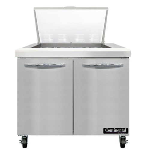 Continental Refrigerator SW36N12M 36" W Two-Section Two Door Mighty Top Sandwich Unit