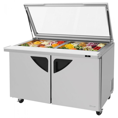 Turbo Air TST-60SD-24-N-GL 60.25" W Two-Section Two Door Super Deluxe Sandwich/Salad Mega Top Unit with Glass Lid
