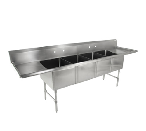 John Boos 4B18244-2D18 4 Compartment B Series Sink 111"W x 29-1/2"D x 44"H