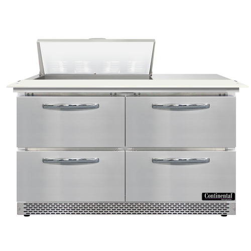 Continental Refrigerator D48N8C-FB-D 48" W Two-Section Four Drawer Designer Line Sandwich Unit