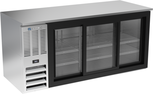 Beverage Air BB72HC-F-GS-S 72" W Stainless Steel 3 Glass Doors Refrigerated Food Rated Back Bar Storage Cabinet - 115 Volts