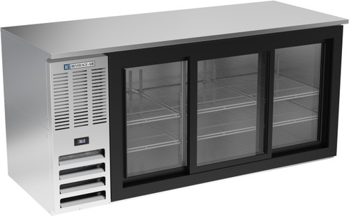 Beverage Air BB72HC-F-GS-S 72" W Stainless Steel 3 Glass Doors Refrigerated Food Rated Back Bar Storage Cabinet - 115 Volts